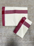 Southloom Pure Cotton Kerala Single Mulloth Set Mundu Maroon Border (2.80 mtrs) SL270