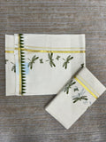 Southloom Kerala Cotton Set Mundu with Olive Green Thumbi Block Printed Design (2.80 Mtrs)