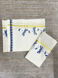 Southloom Kerala Cotton Set Mundu with Blue Thumbi Block Printed Design (2.80 Mtrs)