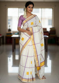 Kerala Cotton Kasavu Saree with Tassels SL310