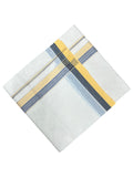 Southloom Premium Handloom Cotton Double Mundu with Yellow And Grey Border