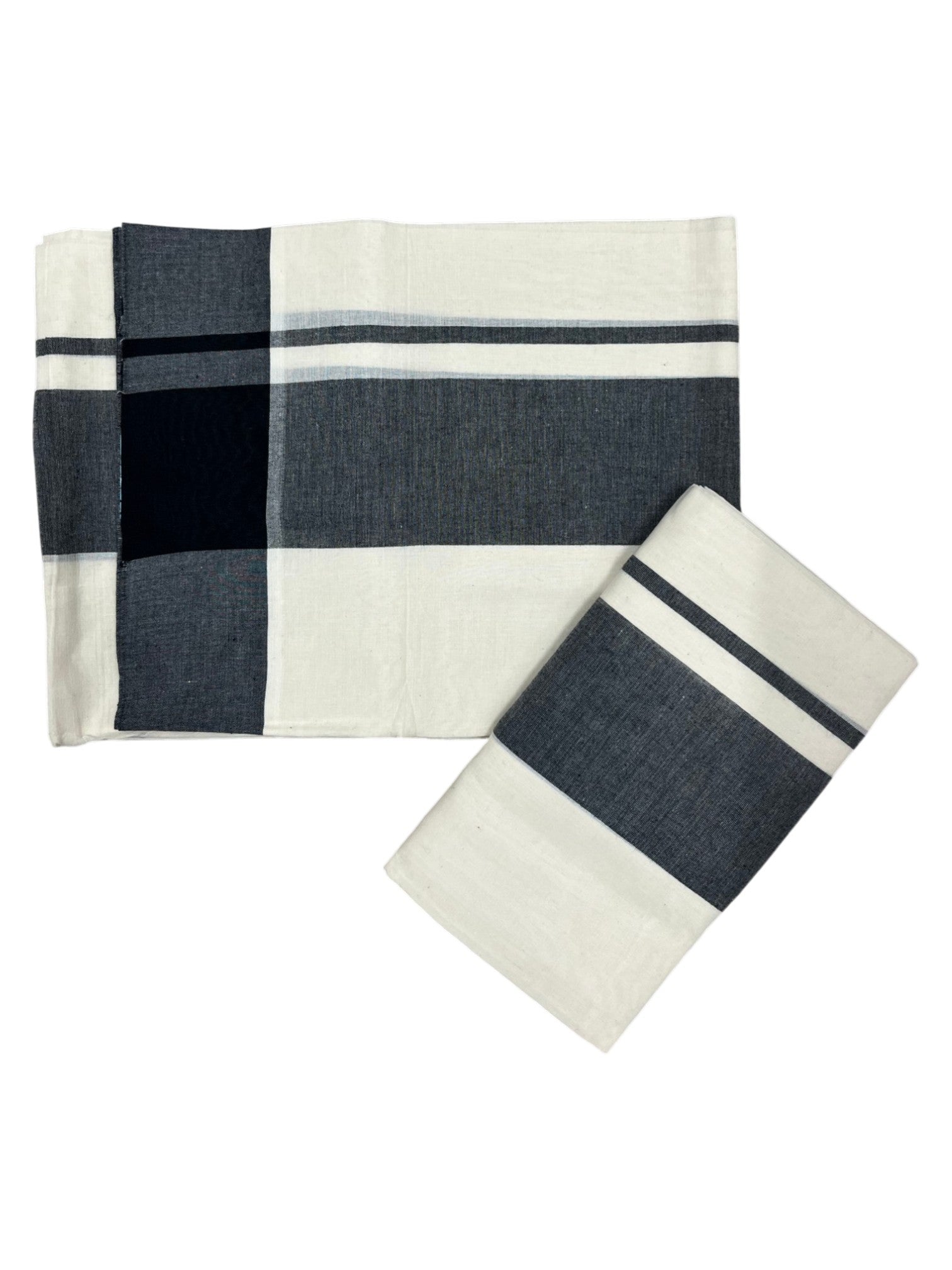Southloom Pure Cotton Kerala Single Mulloth Set Mundu Black Border (2.80 mtrs) SL243