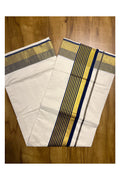 Kerala Pure Cotton Saree with Kasavu and Dark Blue Border