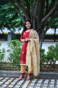 Pure Chanderi Kurti Set With Emborderd Cotton Dupatta