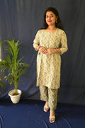 Pure Green Printed Cotton Kurta With Pant