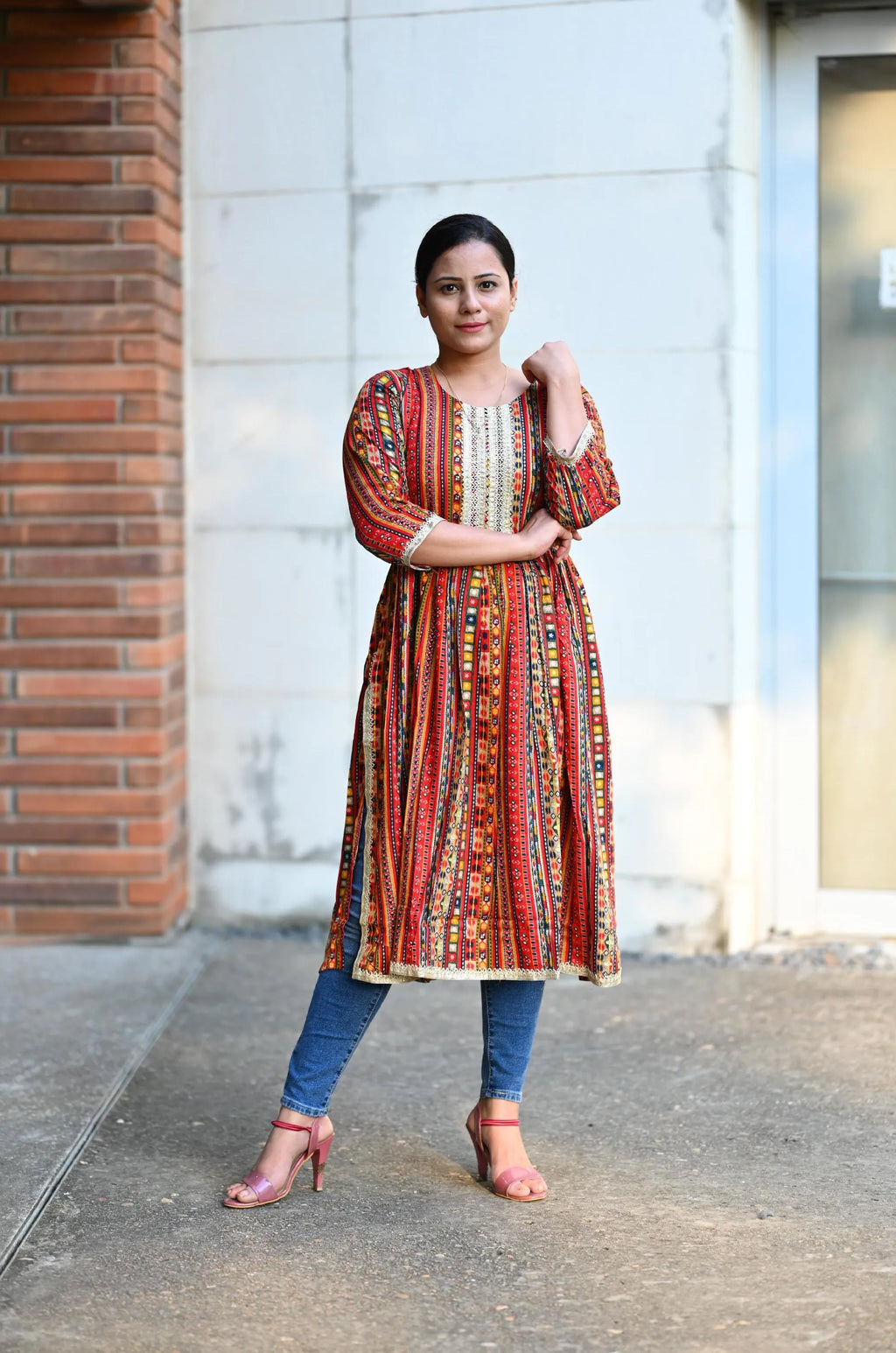 Printed Nayra Cut Flared Kurti