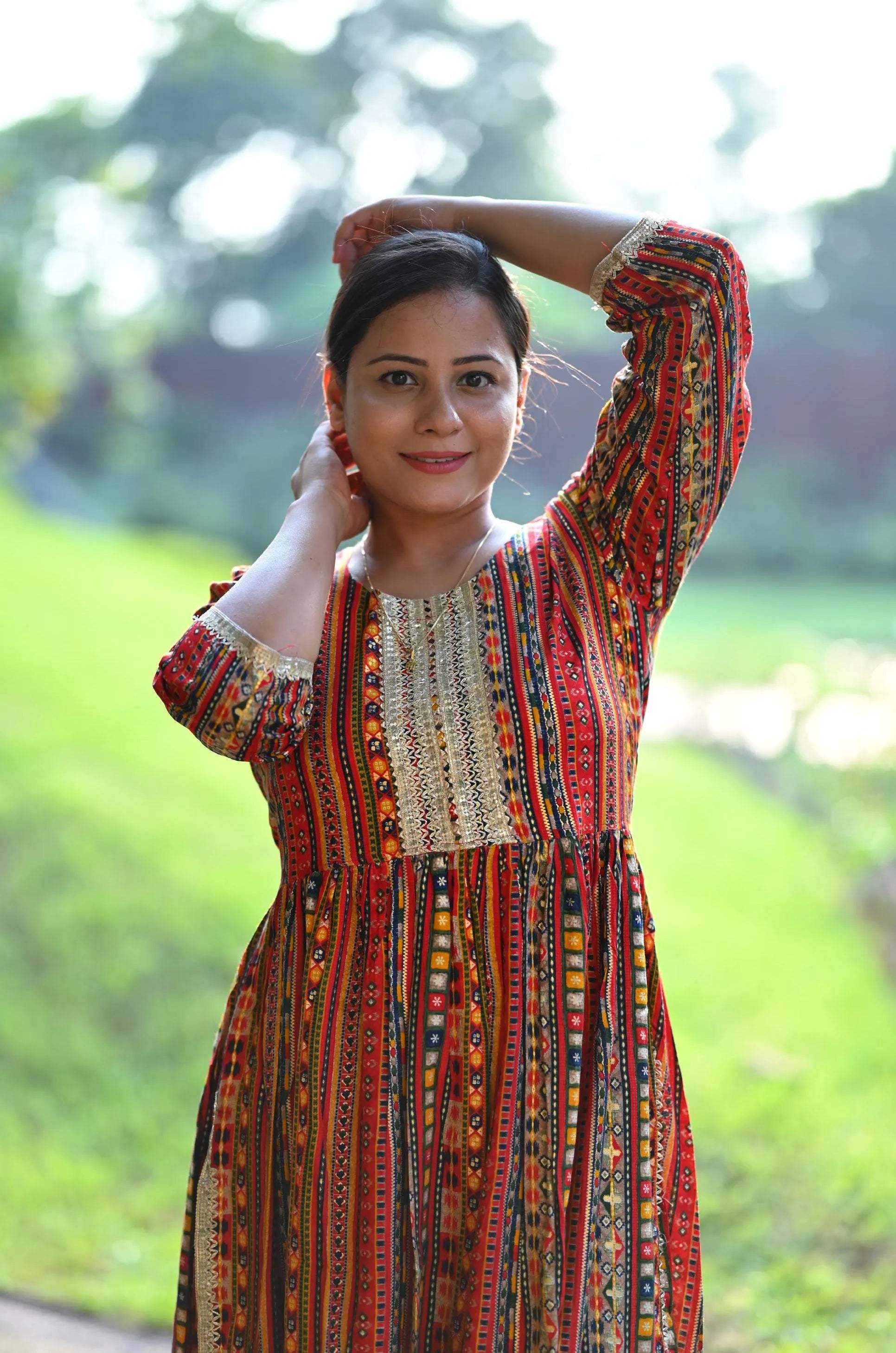 Printed Nayra Cut Flared Kurti