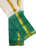 Southloom Tie and Dye Half Half Multi Colour Dark Green Design Set Mundu (2.80 Mtrs) SL264