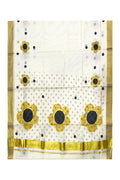 Southloom Exclusive Onam Kasavu Saree Digital Yellow Floral Print (Blouse Included)