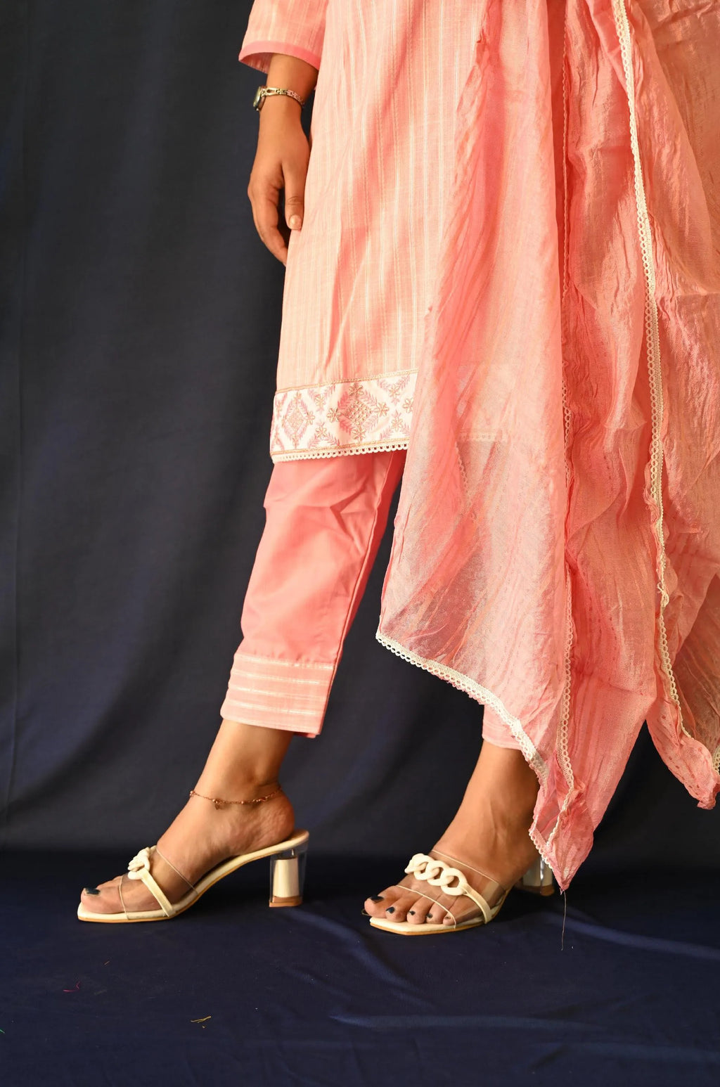 Pink Cotton suit , pant with Pocket and Dupatta