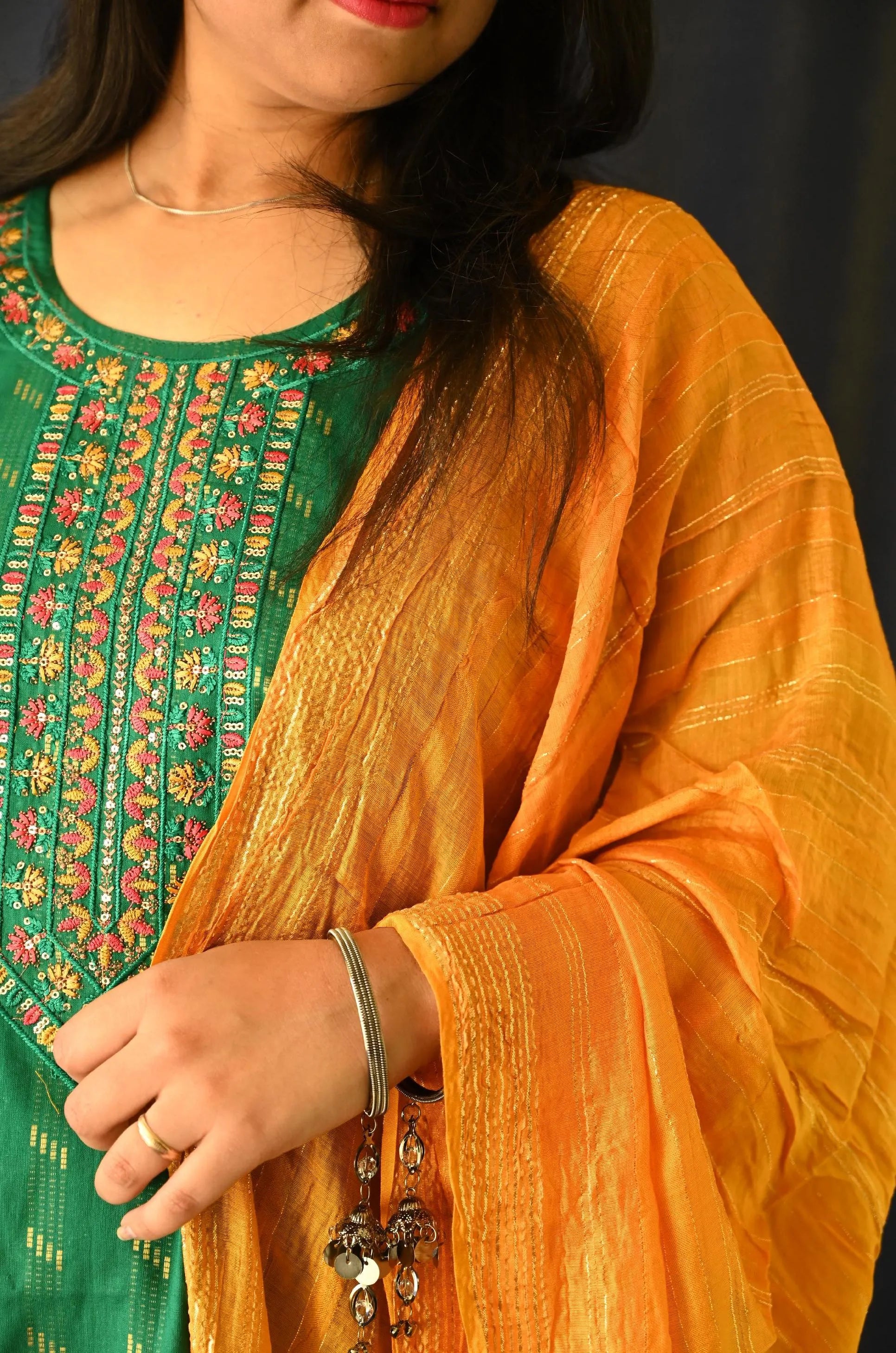 Embroidered Elegant Cotton suit set with pocket