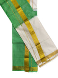 Southloom Tie and Dye Half Half Multi Colour Light Green Design Set Mundu (2.80 Mtrs) SL264