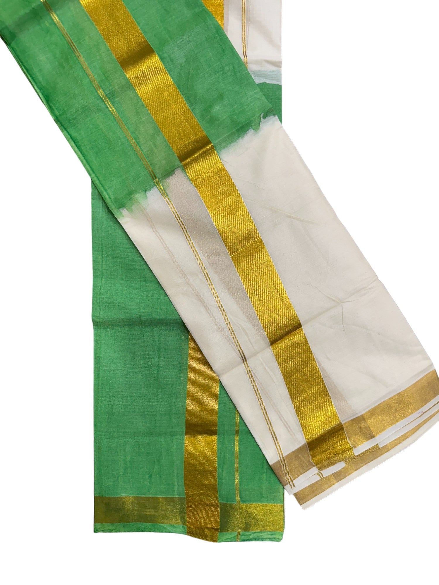 Southloom Tie and Dye Half Half Multi Colour Light Green Design Set Mundu (2.80 Mtrs) SL264