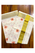Southloom Exclusive Onam Kasavu Saree Small Peach Floral Digital Print