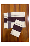 Kerala Cotton Mundum Neriyathum Single Set Mundu with Brown Border (2.80 Mtrs)