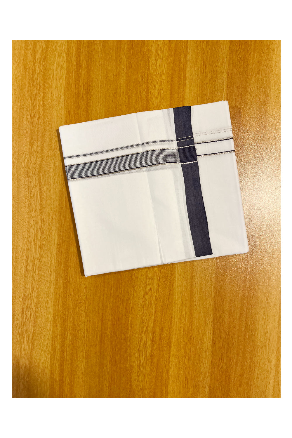 Pure White Cotton Double Mundu with Black Border