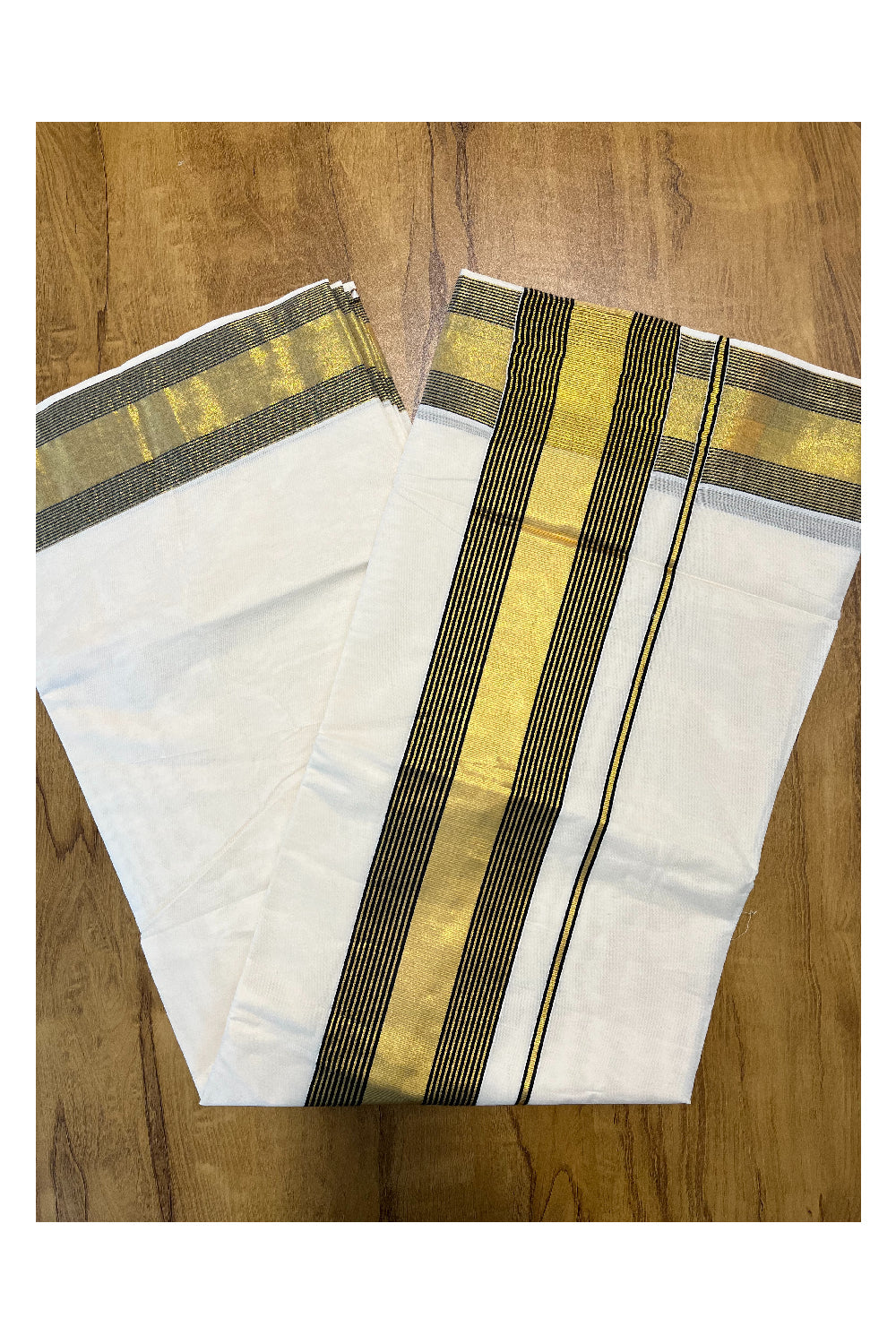Pure Cotton Kerala Saree with Orange Kasavu Lines Border